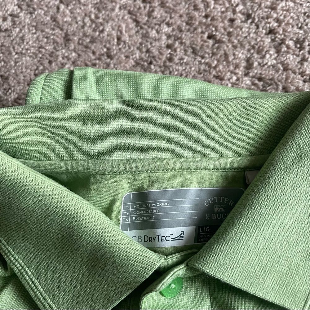Cutter & Buck Green CB DryTec Short Sleeve Collard Golf Polo;SZ L;Good Condition - Picture 13 of 16